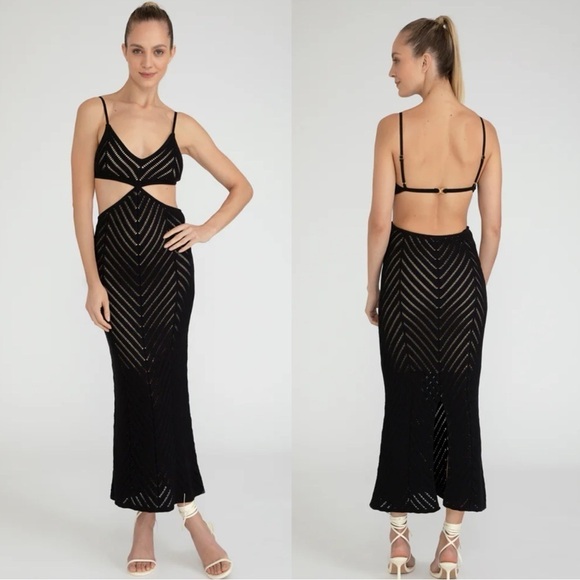 Paola Bernardi Erika Black Lasercut Cutout Dress